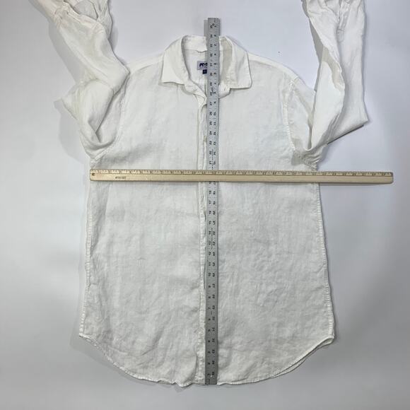Love Brand & Co Shirt Mens Extra Large Cream Linen Button Up Long Sleeve Dress - Picture 6 of 10